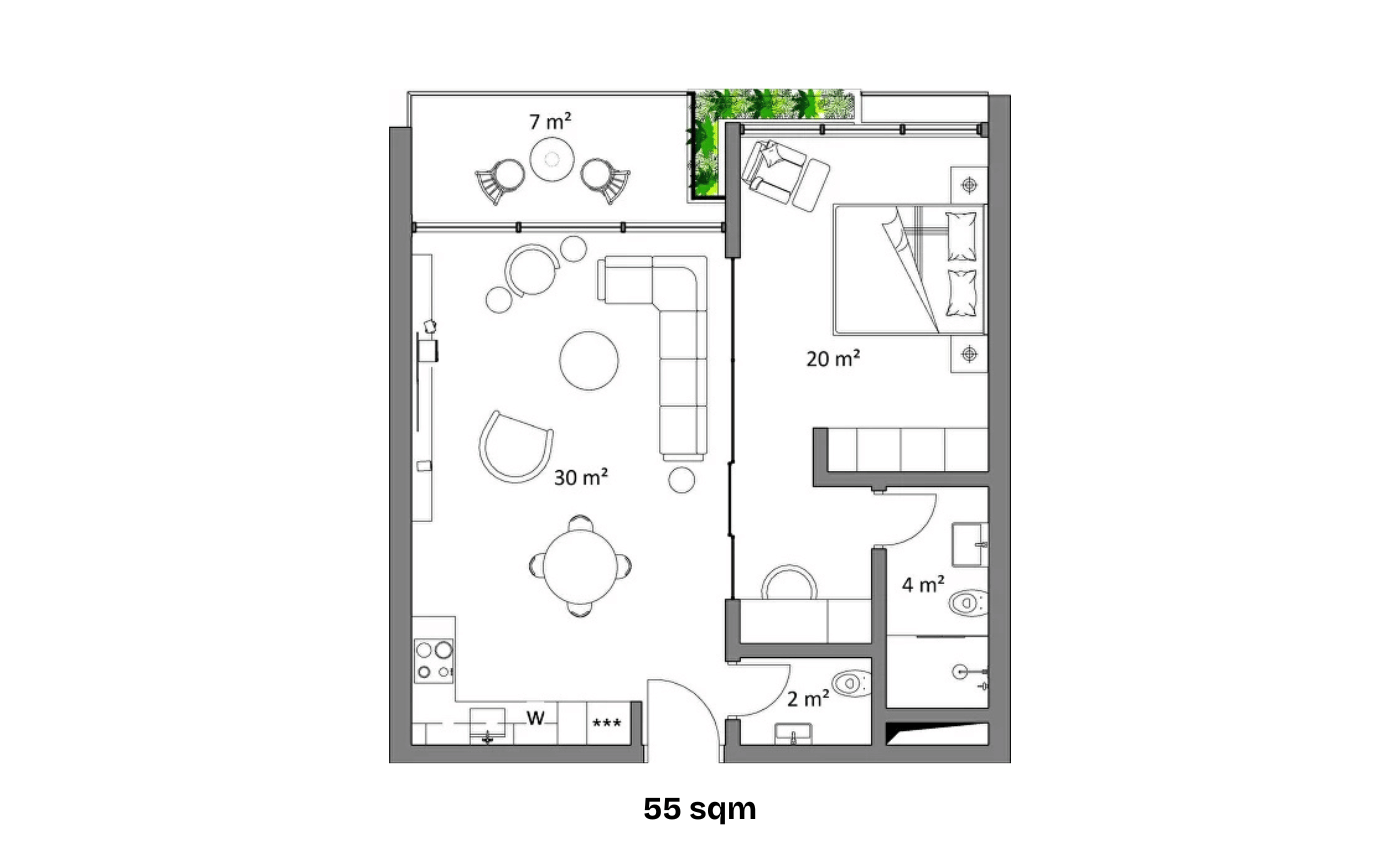 Heritage 100 One Bedroom Deluxe floor plan